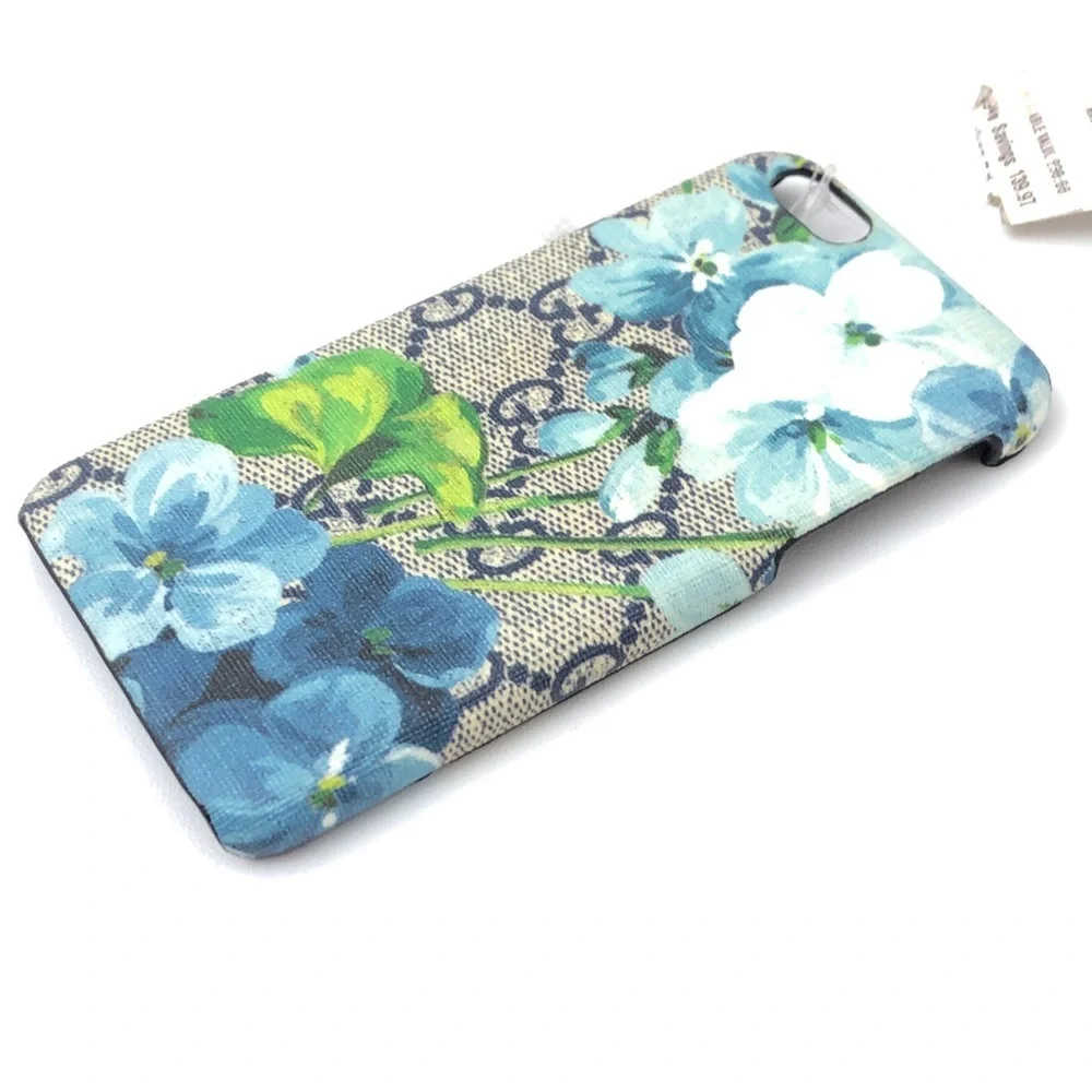 GUCCI Beige Blue Floral GG Monogram Logo Apple IPhone6 Phone Case NEW